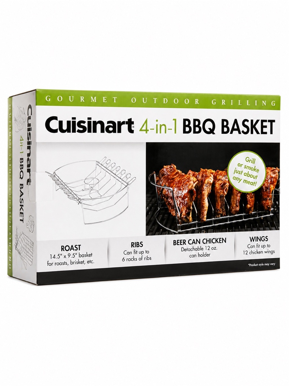 Cuisinart 4-in-1 BBQ Basket Rib Wing Rack Beer Can Chicken NWT
